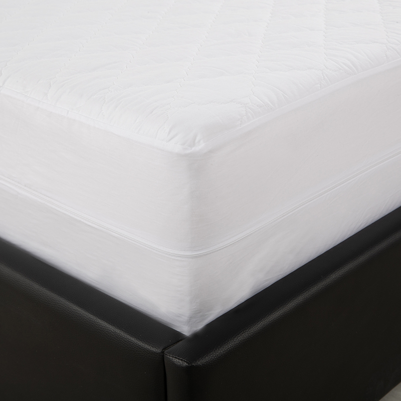 200TC Poly Cotton Deep Fitted Waterproof Quilted mattress protector Zipped Mattress Protector For Hotel Home (1)